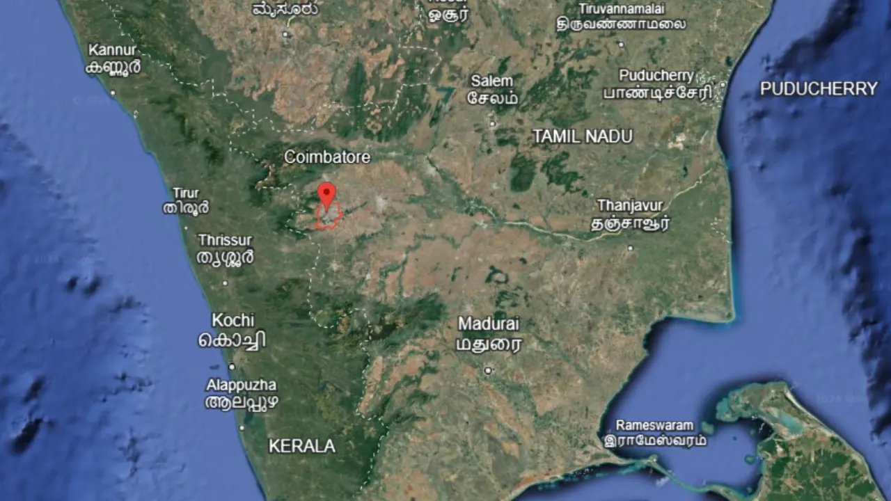 Coimbatore located in red cirecle area of map, What is Coimbatore