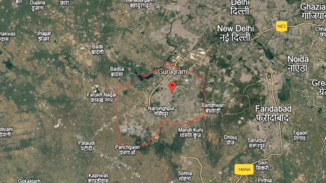 Gurgaon in red circle area, What is Gurgaon