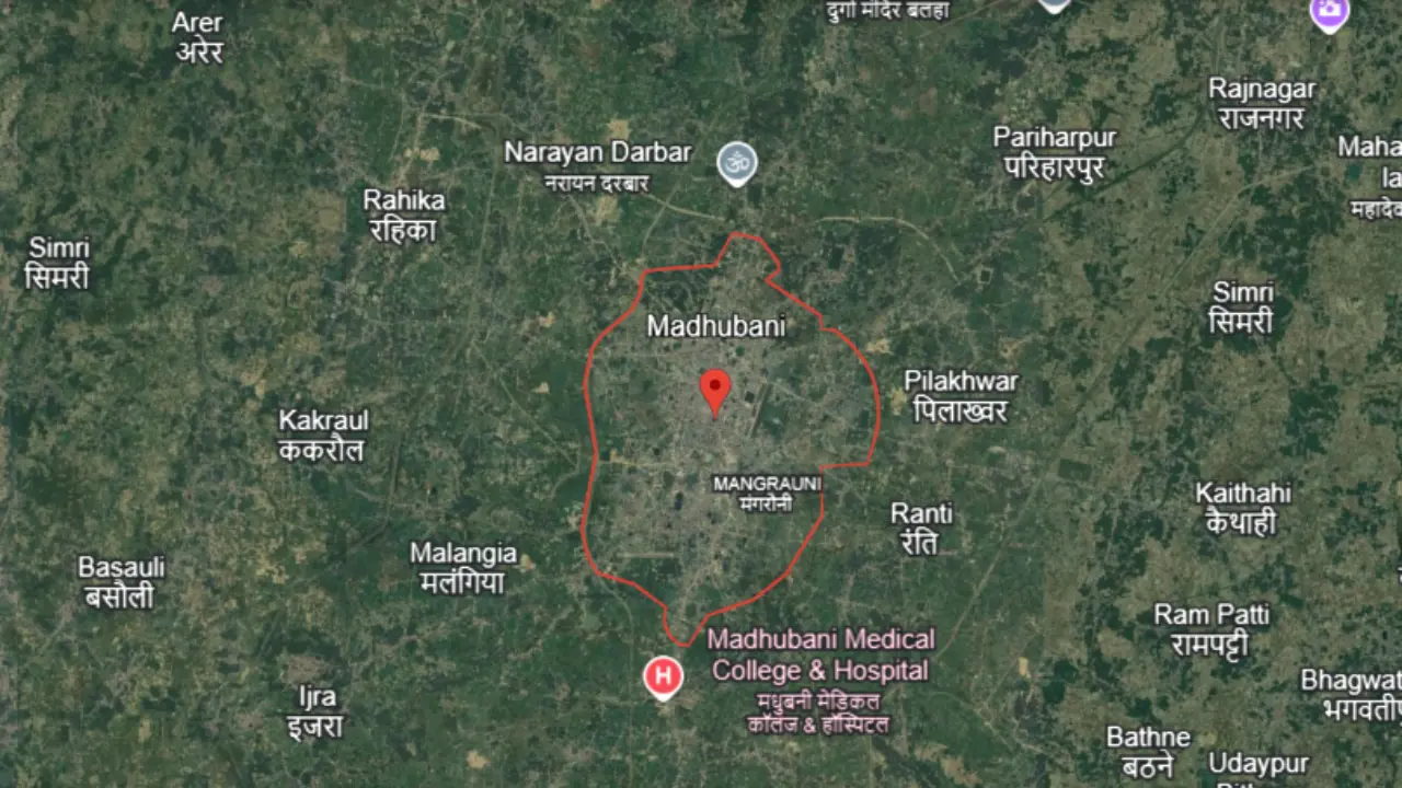 Madhubani located in red circle area, What is Madhubani district