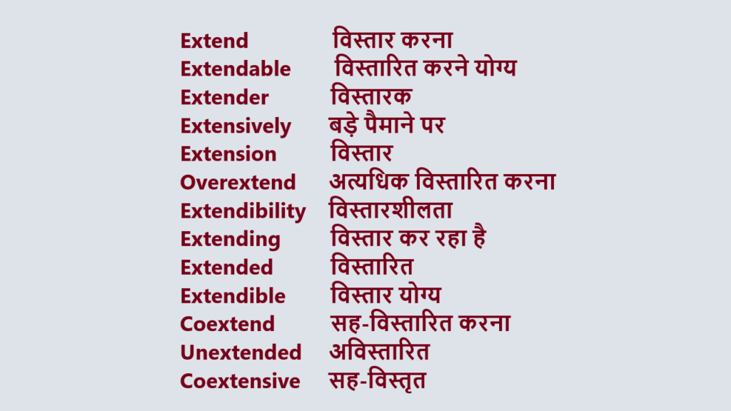 Extend meaning in hindi, Extend translate in hindi