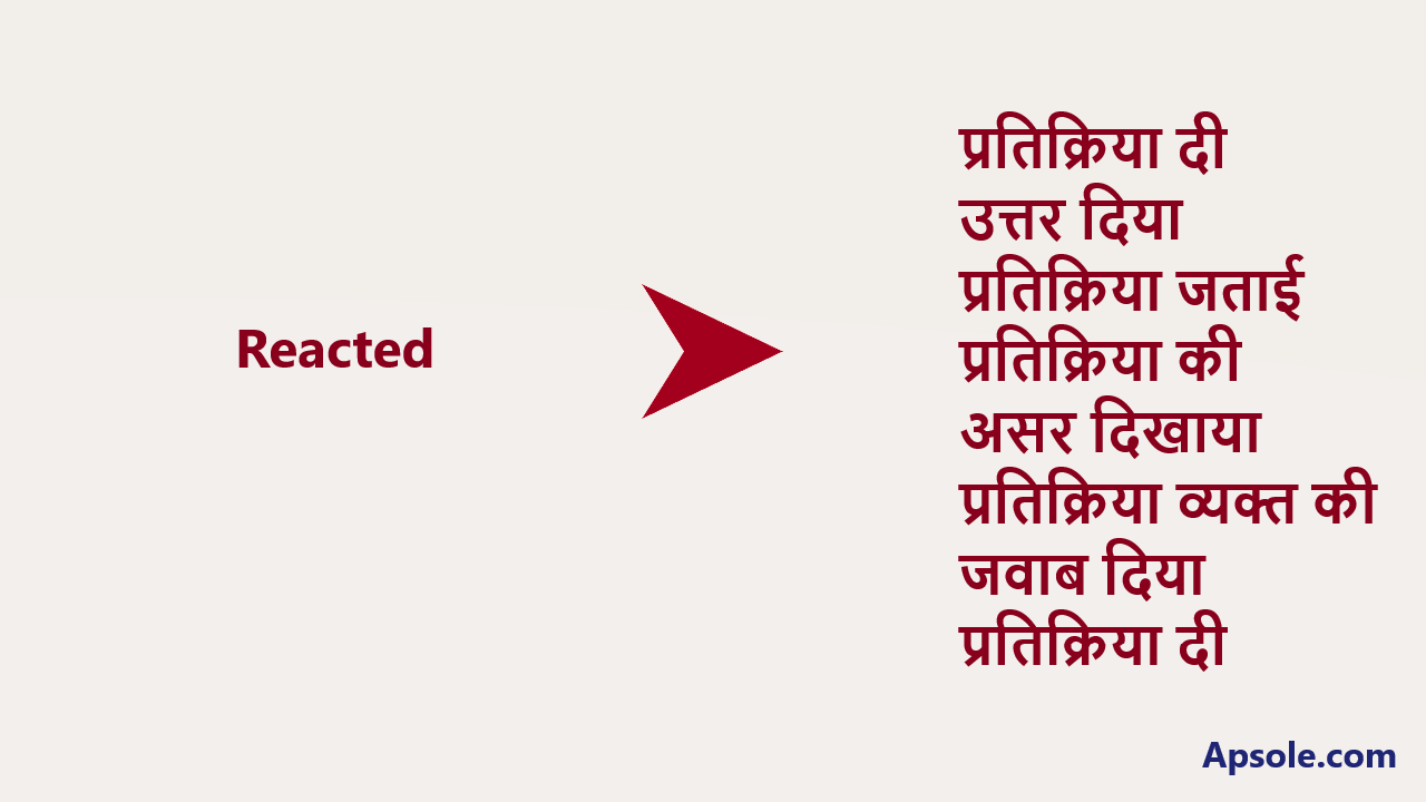 What is Reacted in hindi, Reacted meaning in hindi