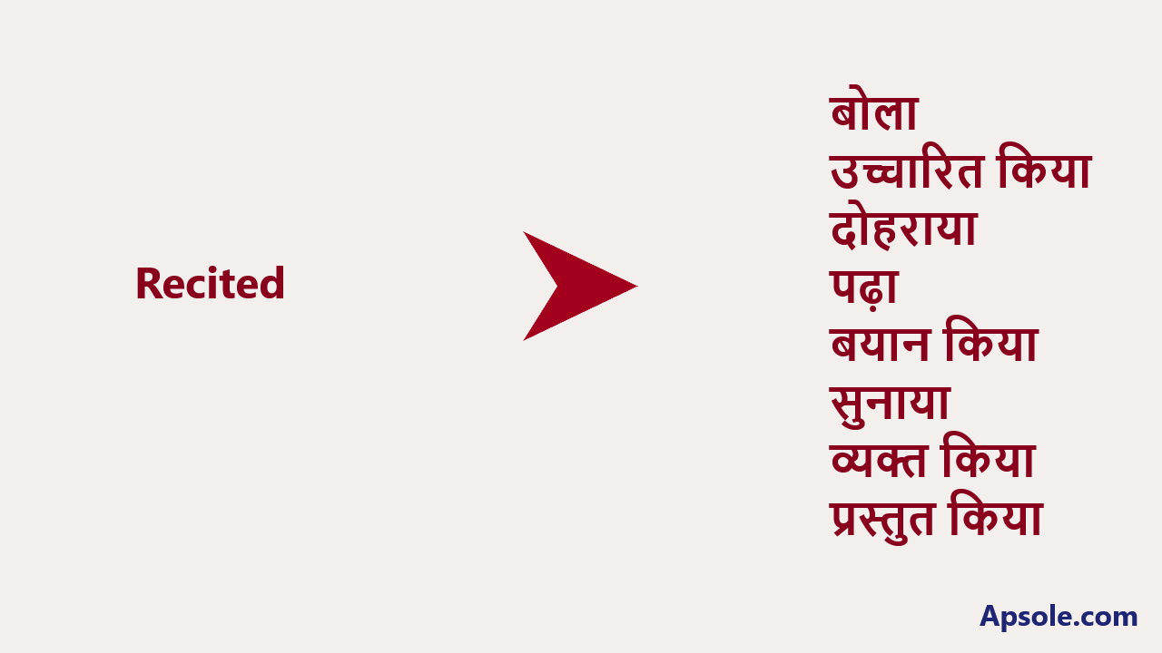 What is Recited in hindi, Recited meaning in hindi