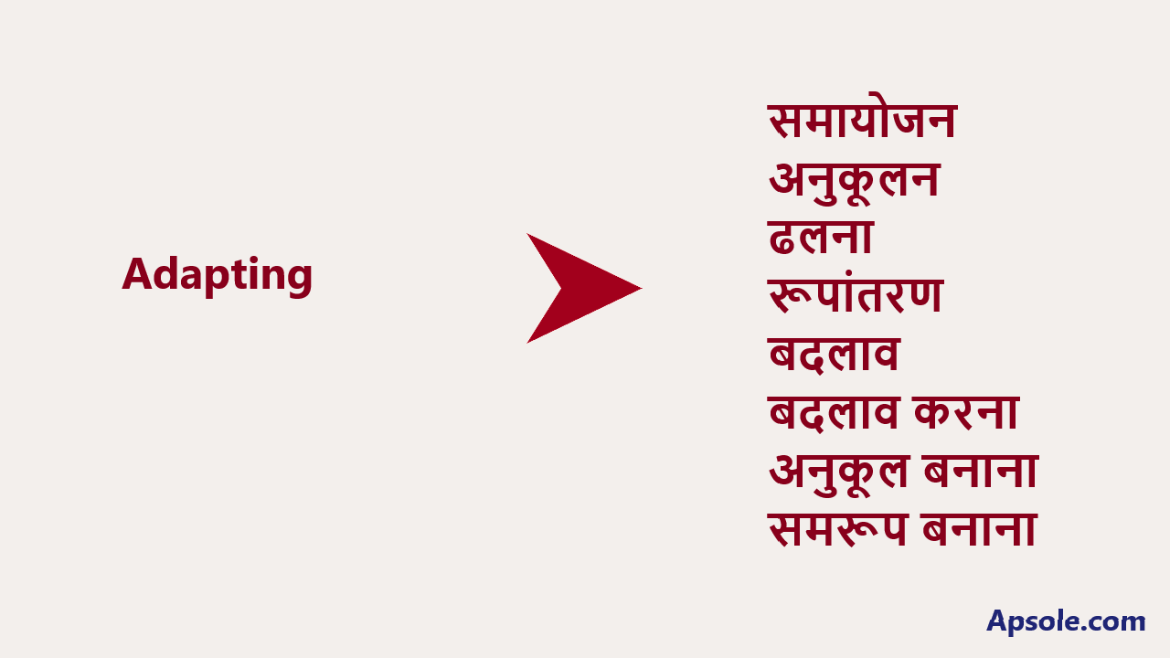 What is Adapting in hindi, Adapting meaning in hindi
