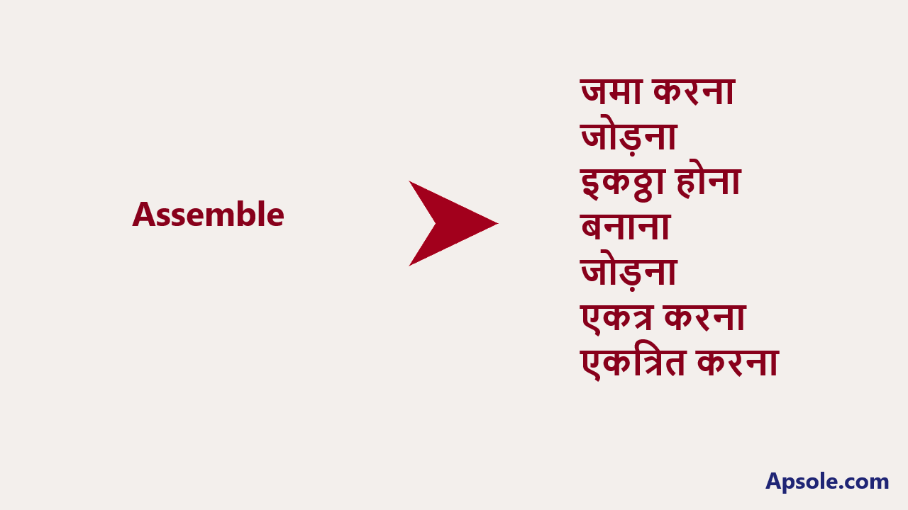 What is Assemble in hindi, Assemble translate in hindi