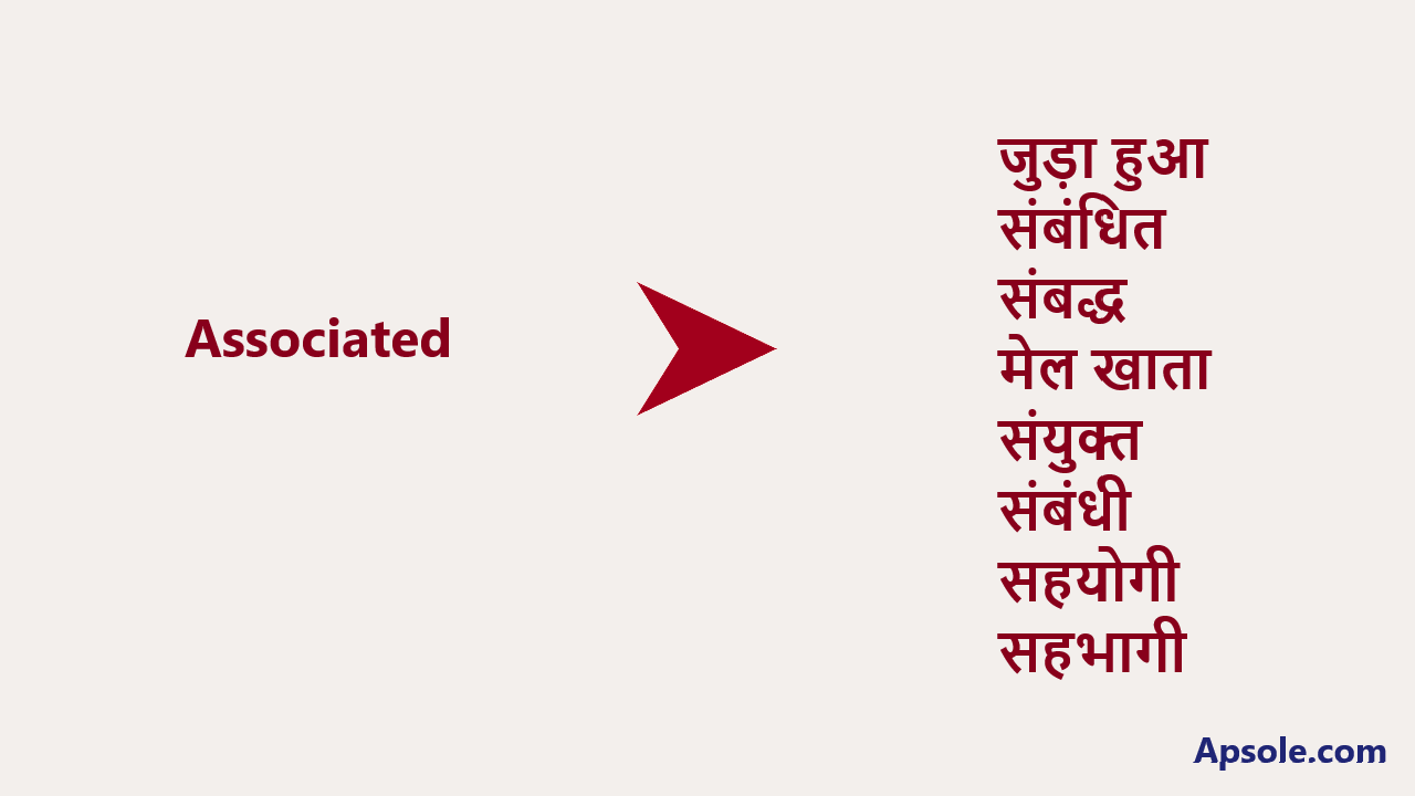 What is Associated in hindi, Associated meaning in hindi