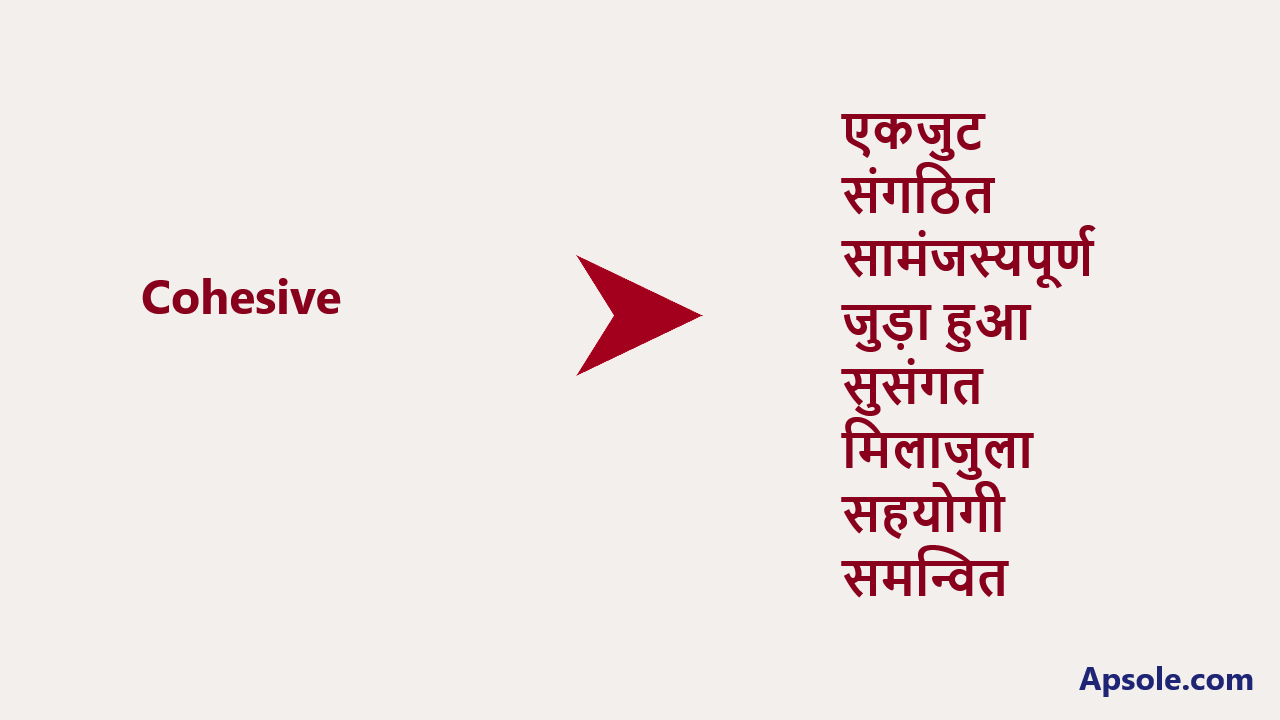 What is Cohesive in hindi, Cohesive meaning in hindi