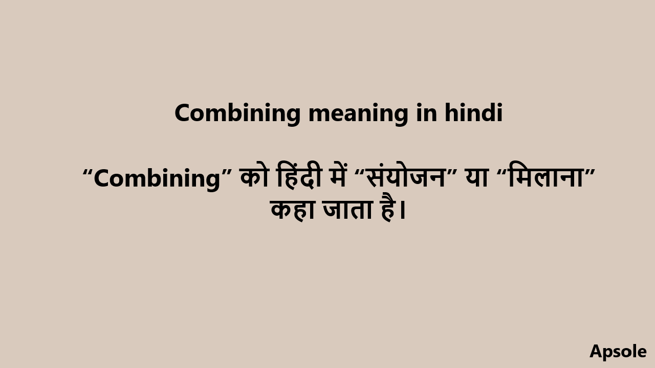 Combining meaning in hindi