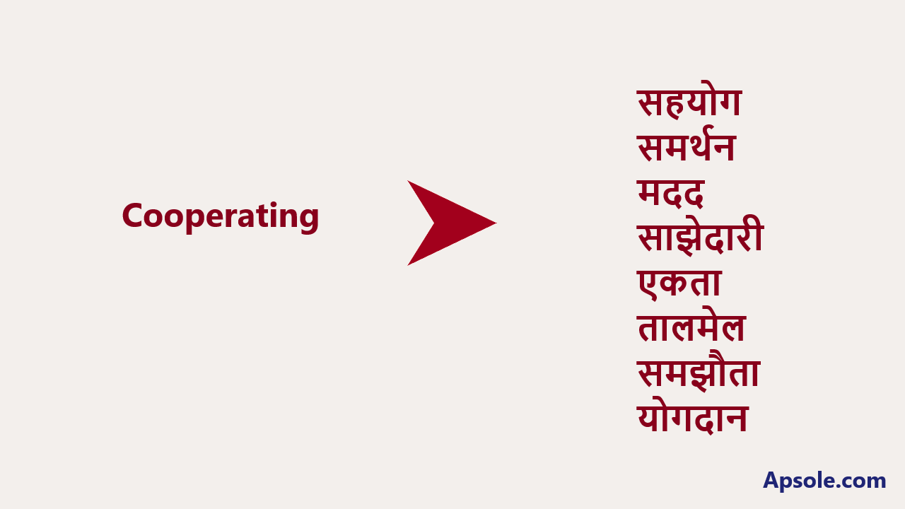 What is Cooperating in hindi, Cooperating meaning in hindi