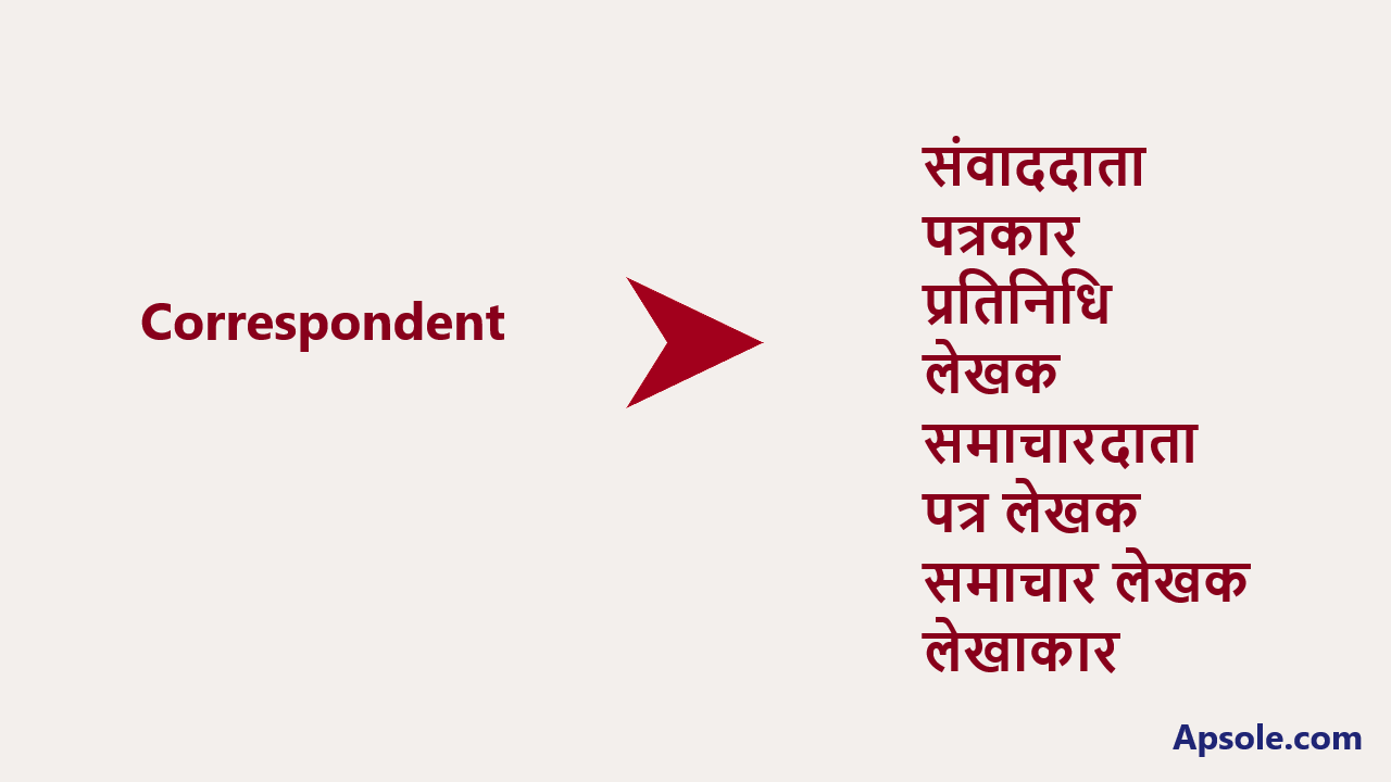 What is Correspondent in hindi, Correspondent meaning in hindi