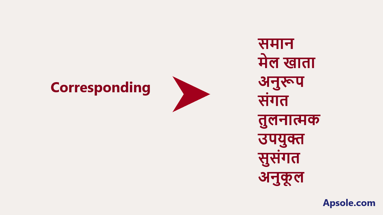 What is Corresponding in hindi, Corresponding meaning in hindi