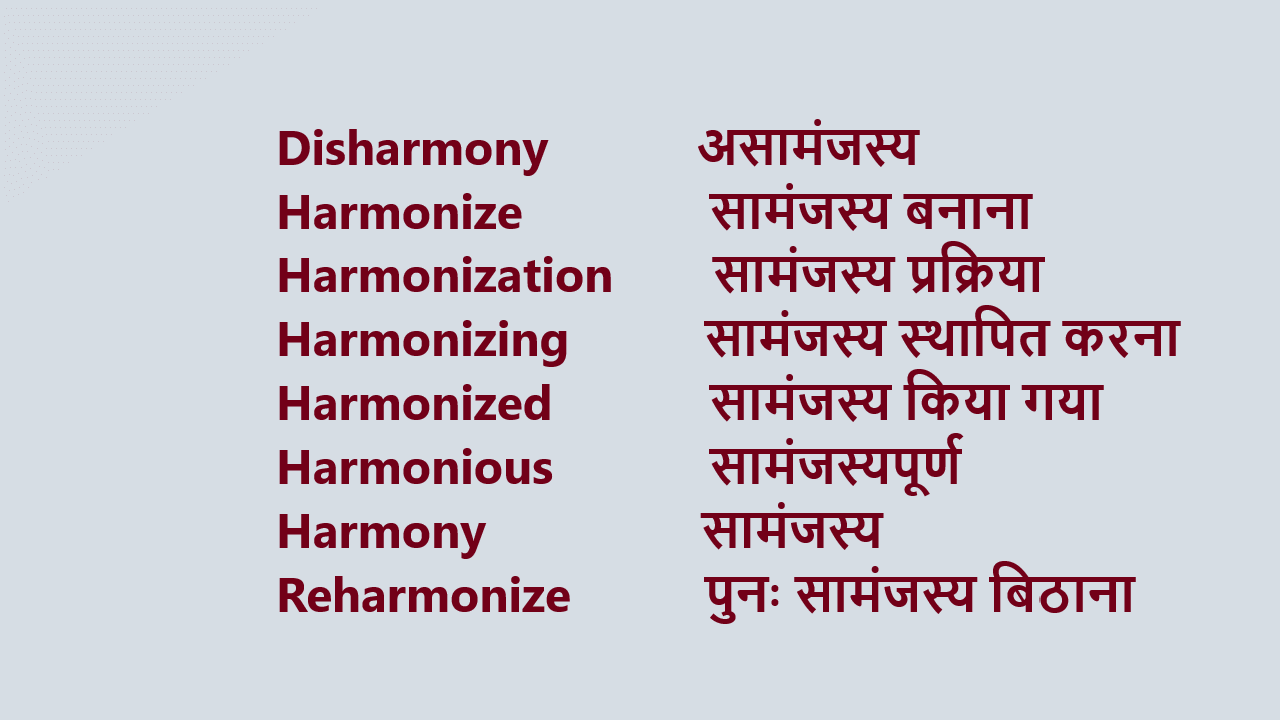 Harmonized meaning in hindi, Harmonized translate in hindi