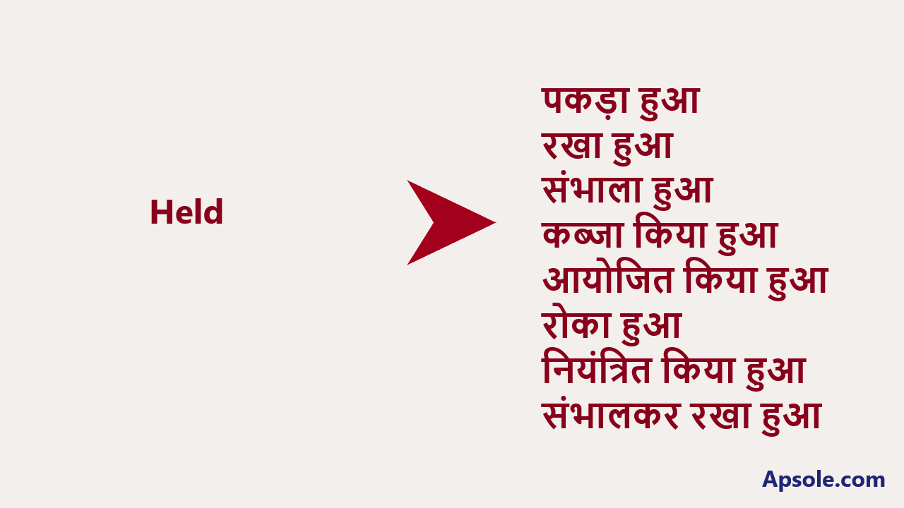 What is Held in hindi, Held meaning in hindi