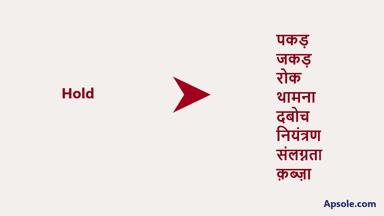 What is Hold in hindi, Hold meaning in Hindi