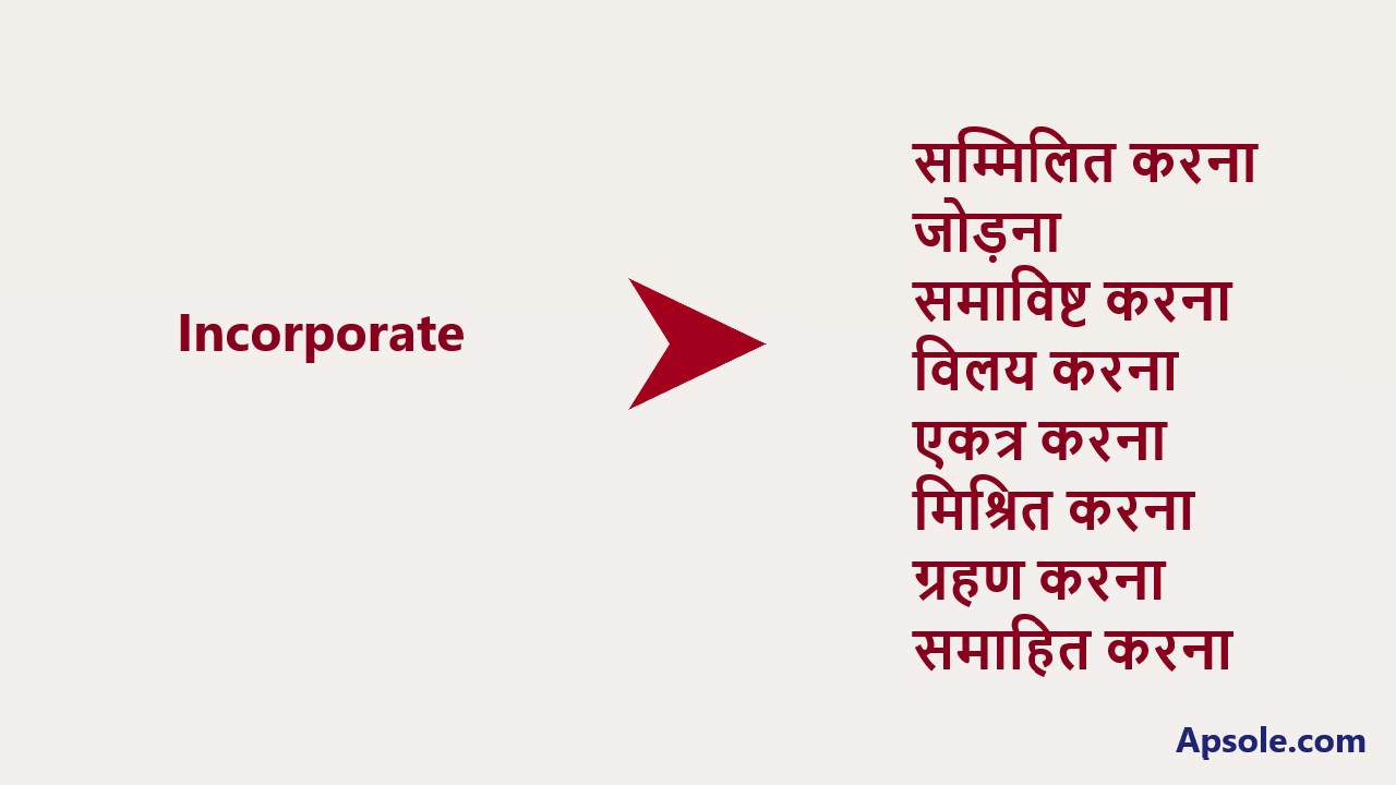What is Incorporate in hindi, Incorporate meaning in Hindi