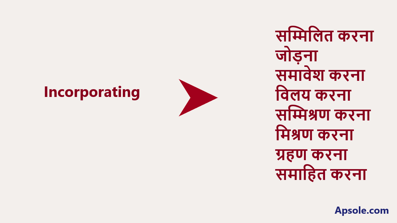 What is Incorporating in hindi, Incorporating meaning in hindi