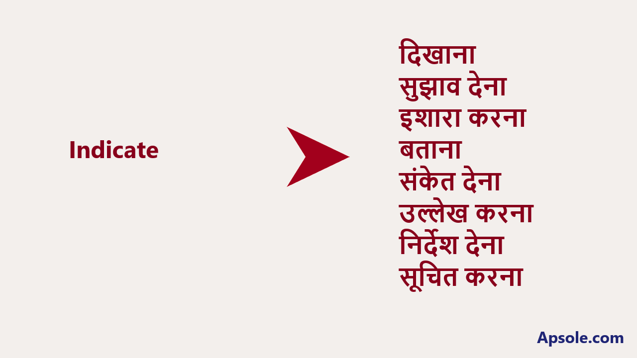 What is Indicate in hindi, Indicate meaning in hindi