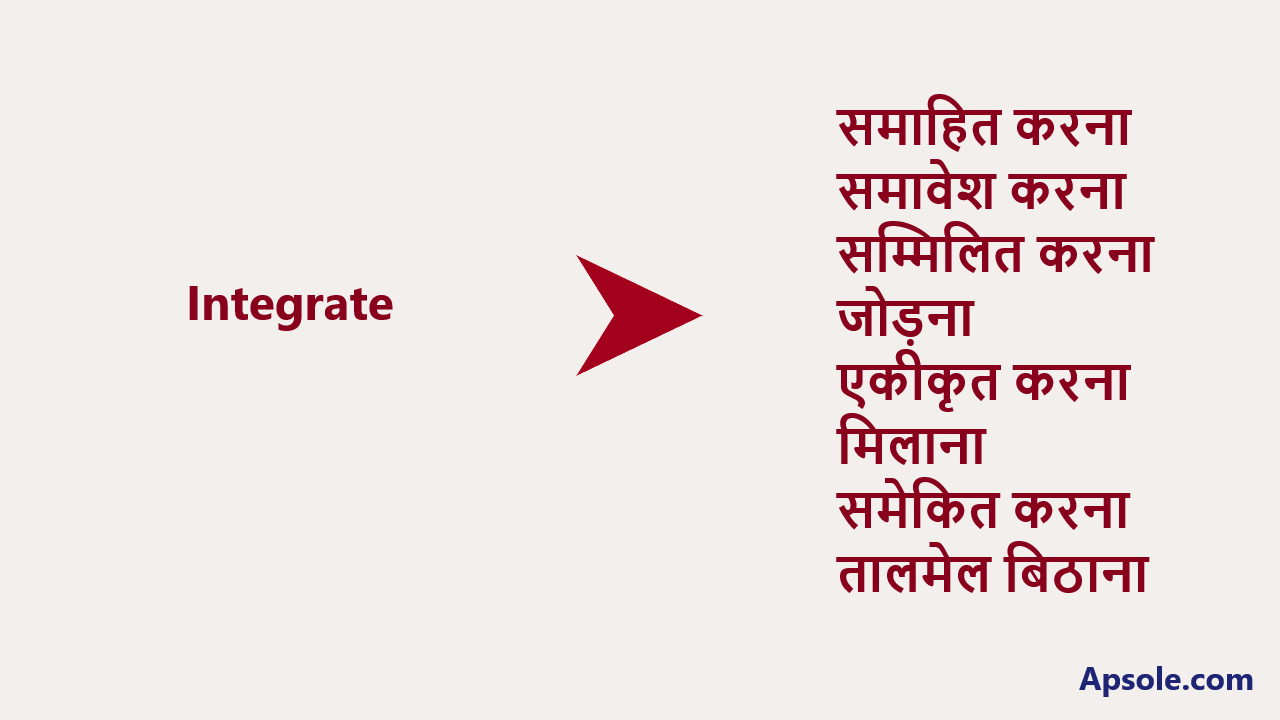 What is Integrate in hindi, Integrate meaning in hindi