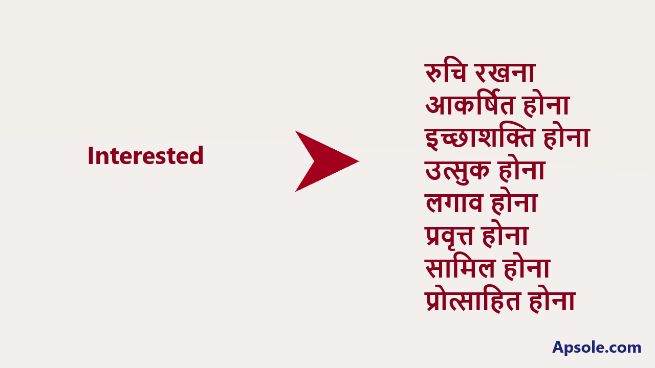 What is Interested in hindi, Interested meaning in hindi