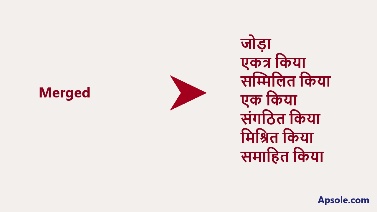 What is Merged in hindi, Merged translate in hindi