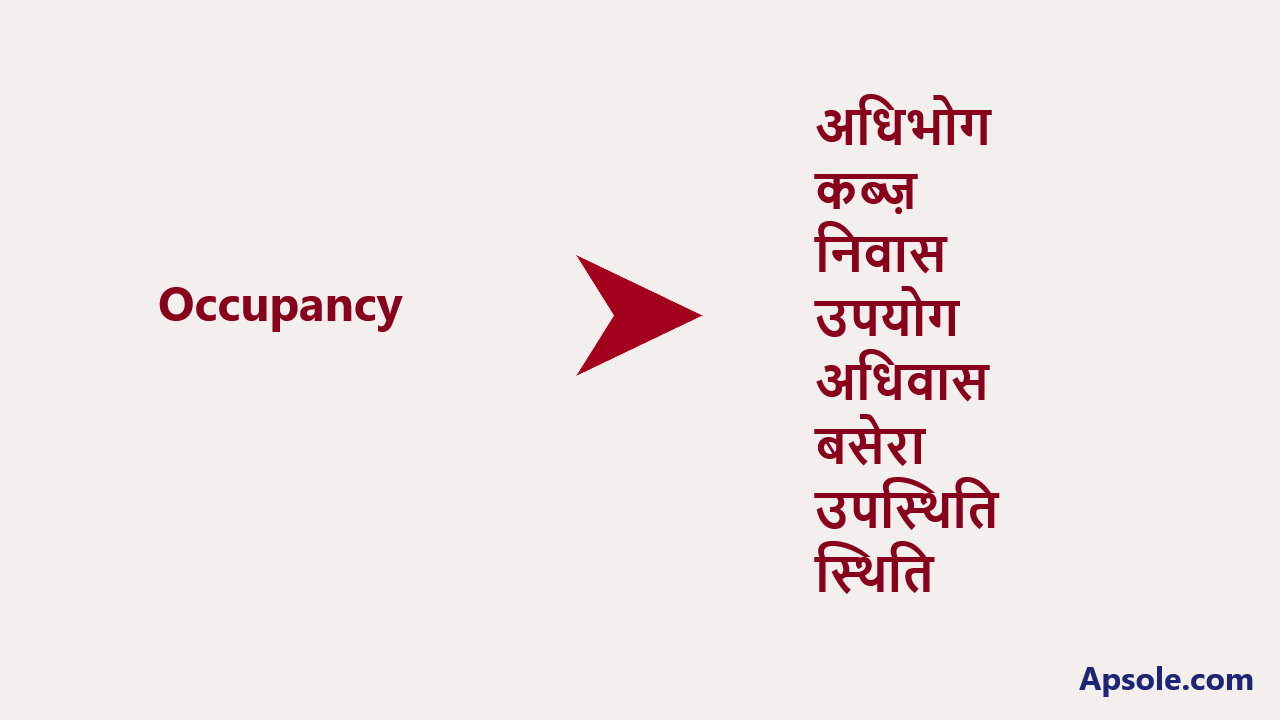 What is Occupancy in hindi, Occupancy meaning in hindi