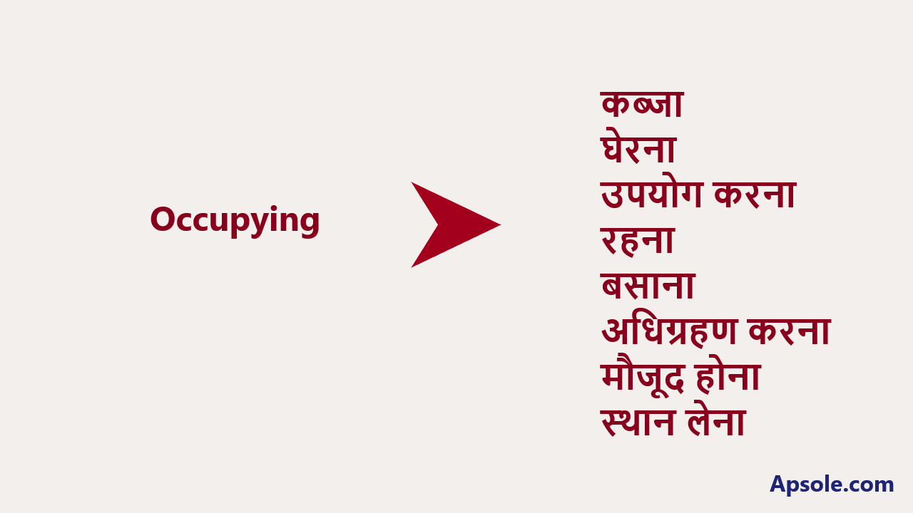 What does Occupying mean in hindi, Occupying definition in hindi