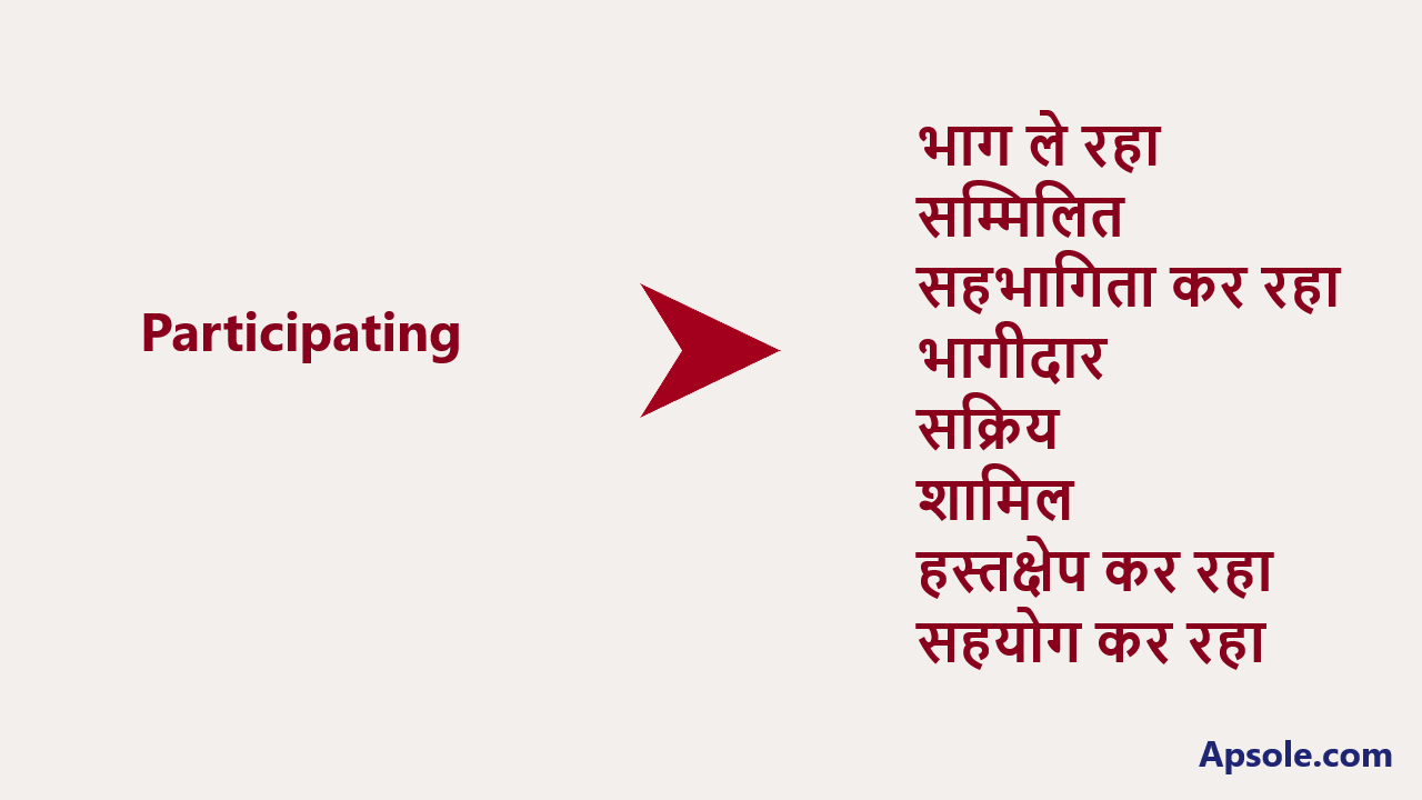 What is Participating in hindi, Participating meaning in hindi