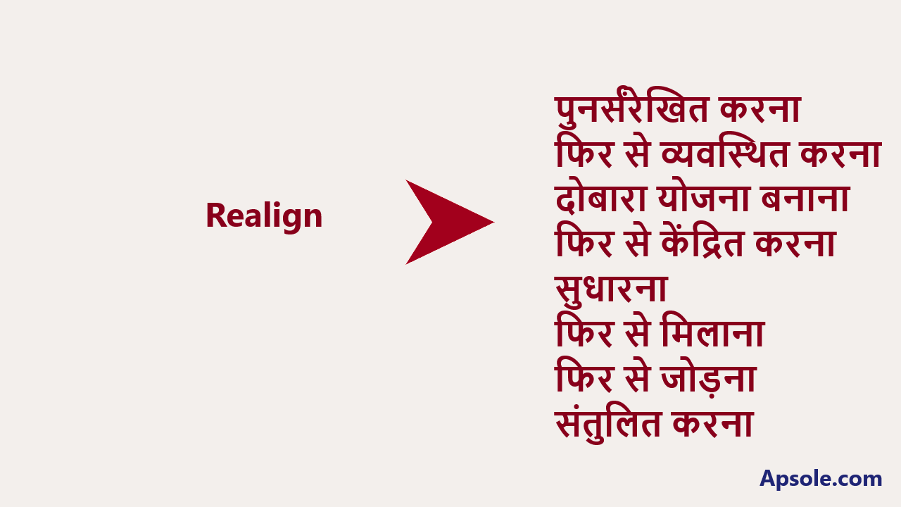 What is Realign in hindi, Realign meaning in hindi