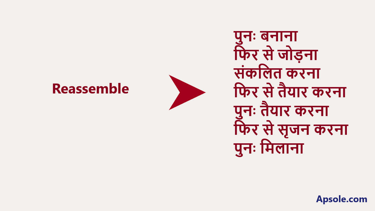 What is Reassemble in hindi, Reassemble translate in hindi
