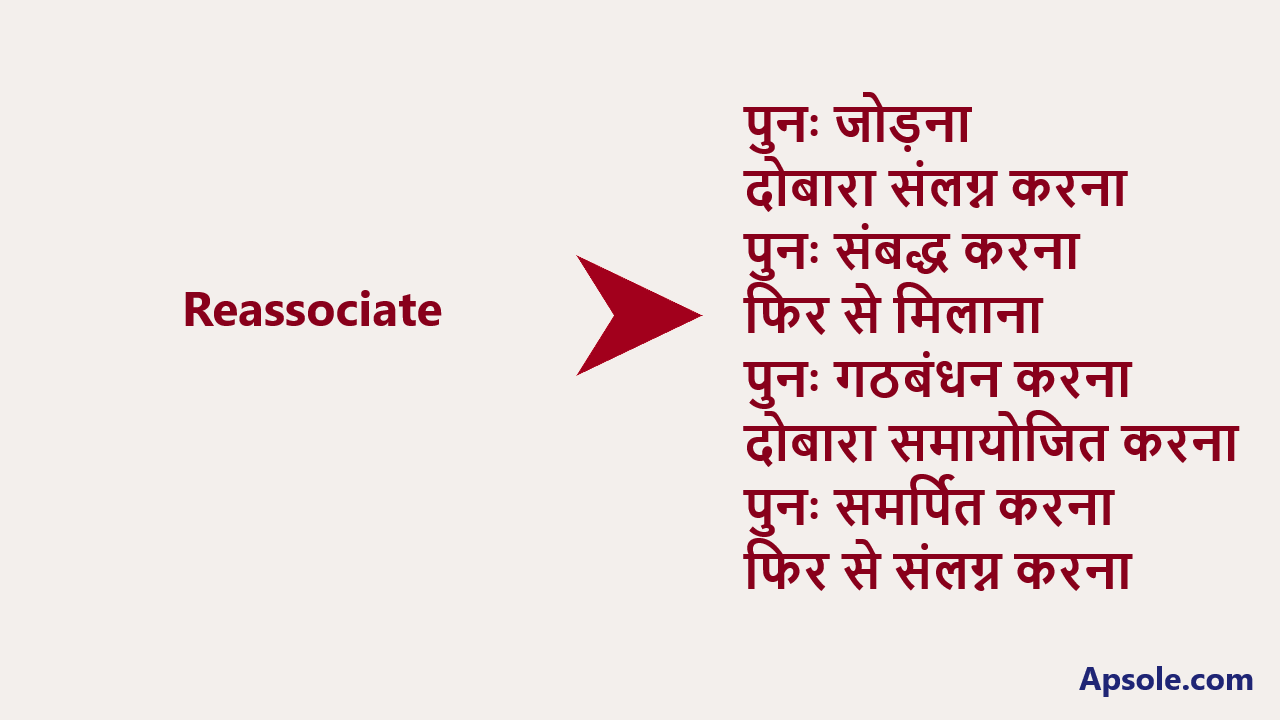What is Reassociate in hindi, Reassociate meaning in hindi