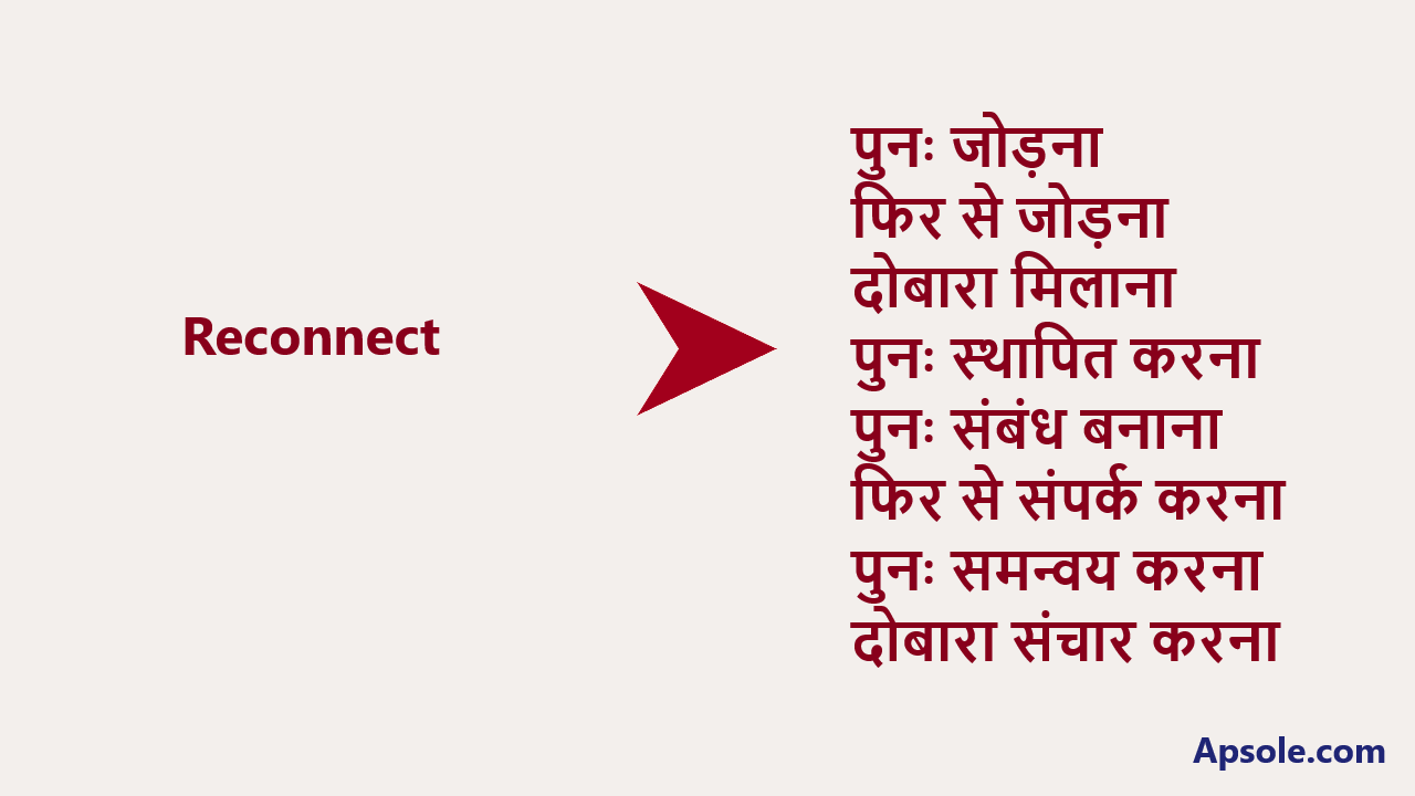 What is Reconnect in hindi, Reconnect meaning in hindi