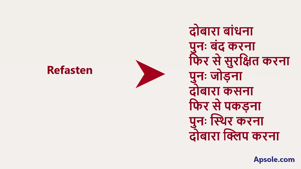 What is Refasten in hindi, Refasten meaning in hindi