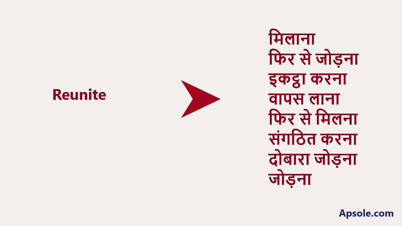 What is Reunite in hindi, Reunite meaning in hindi