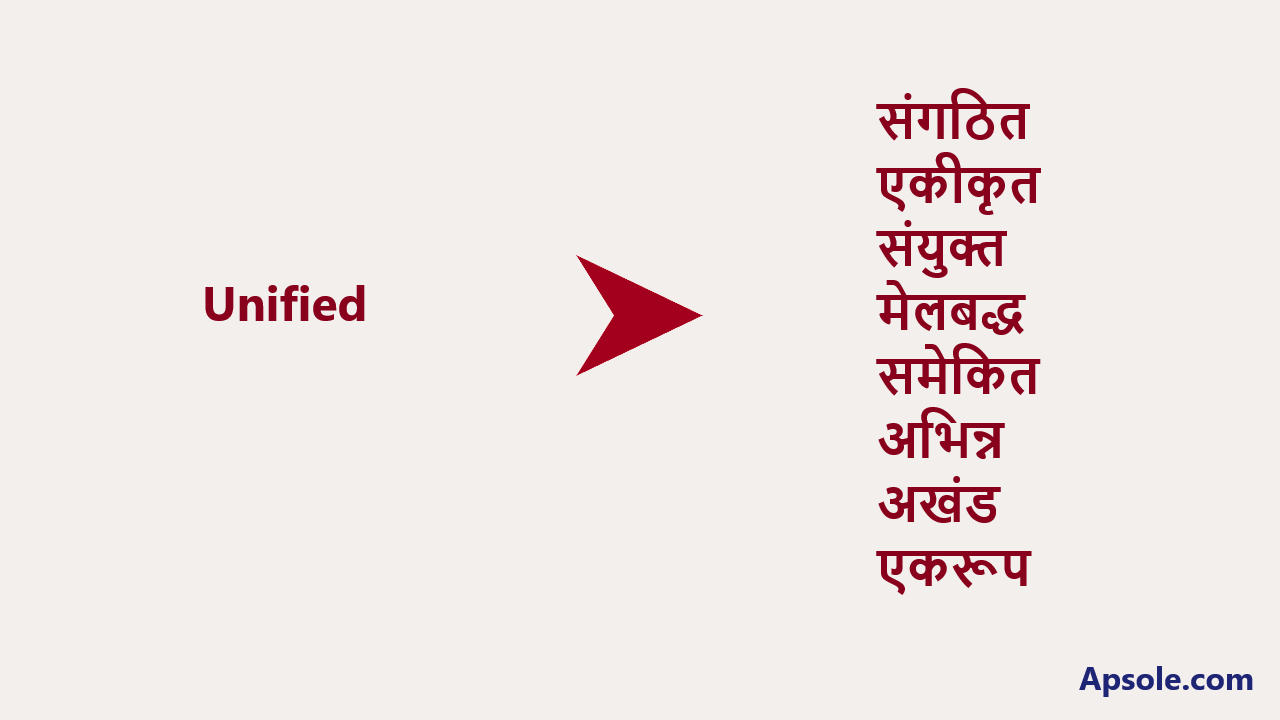What is Unified in hindi, Unified meaning in hindi