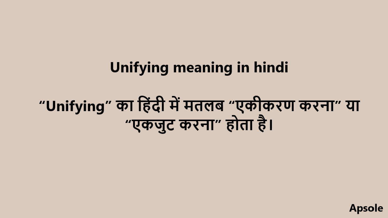 Unifying meaning in hindi